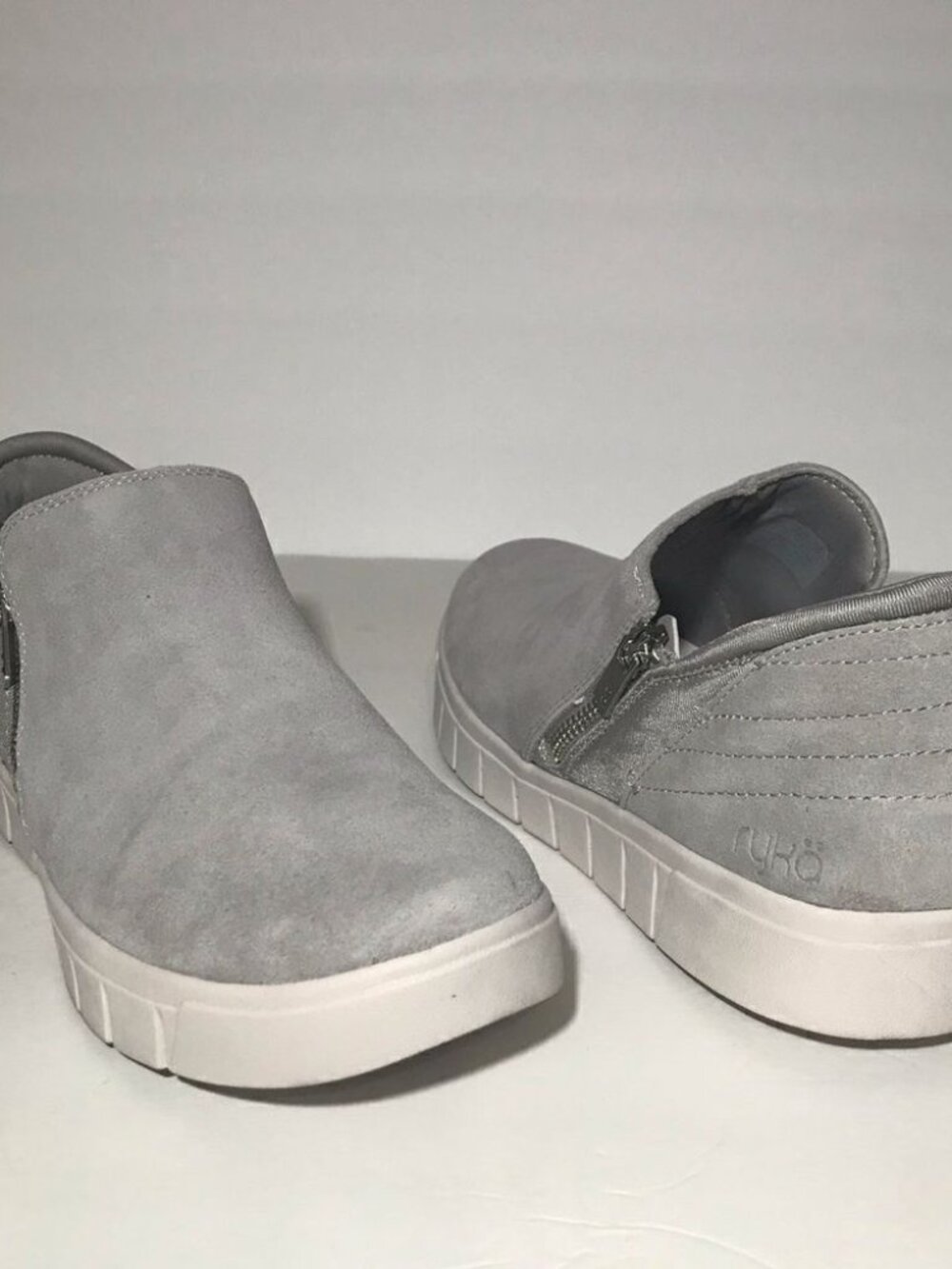 Ryka Hensley Zip Up Suede Leather Booties